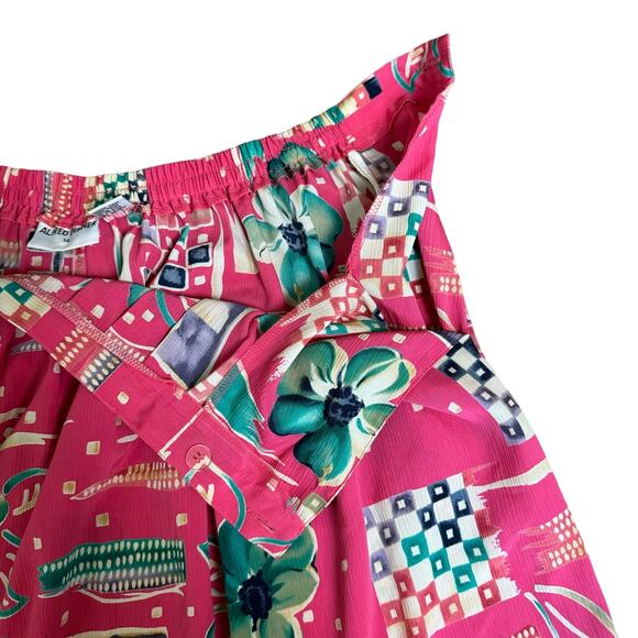 Alfred Dunner Pink Teal Floral Abstract Pattern‎ Pleated Midi Skirt Size 14 - Picture 3 of 5